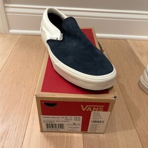 Vans Blue and White Slip-On Loafers